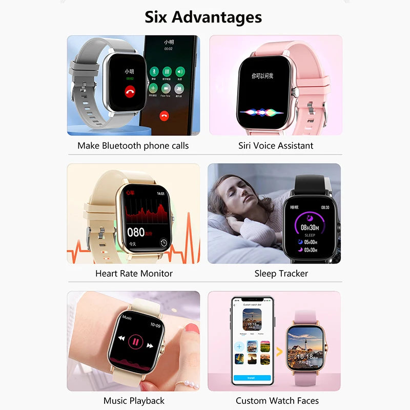 1.83'' Sports Smart Watch Fitness, Health Monitor, Wireless Call for Men Women iPhone Samsung Motorola