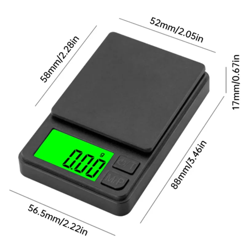 Mini Pocket Scale 1000g X 0.1g - Digital Gram, Food, Jewelry, Ounces/Grains Scale with Backlit LCD