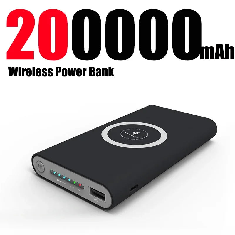 200,000mah Power Bank, Two-way Wireless Fast Charging, Portable Charger Type C, External Battery For Smart Phones