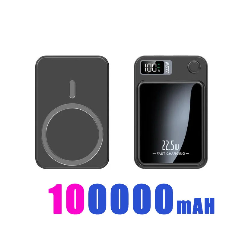 100,000mAH Power Bank Magnetic Wireless 22.5W, Ultra Capacity Super Fast Charger For Iphone15, Samsung, Motorola