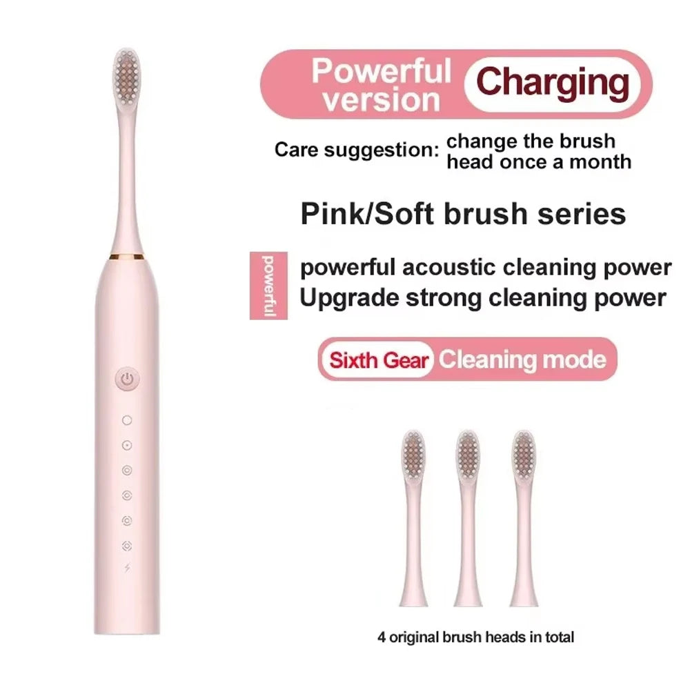 Ultrasonic ElectricToothbrush, Six Speed Mode, USB Charging Waterproof