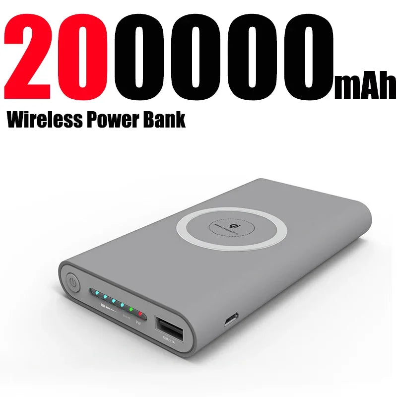 200,000mah Power Bank, Two-way Wireless Fast Charging, Portable Charger Type C, External Battery For Smart Phones