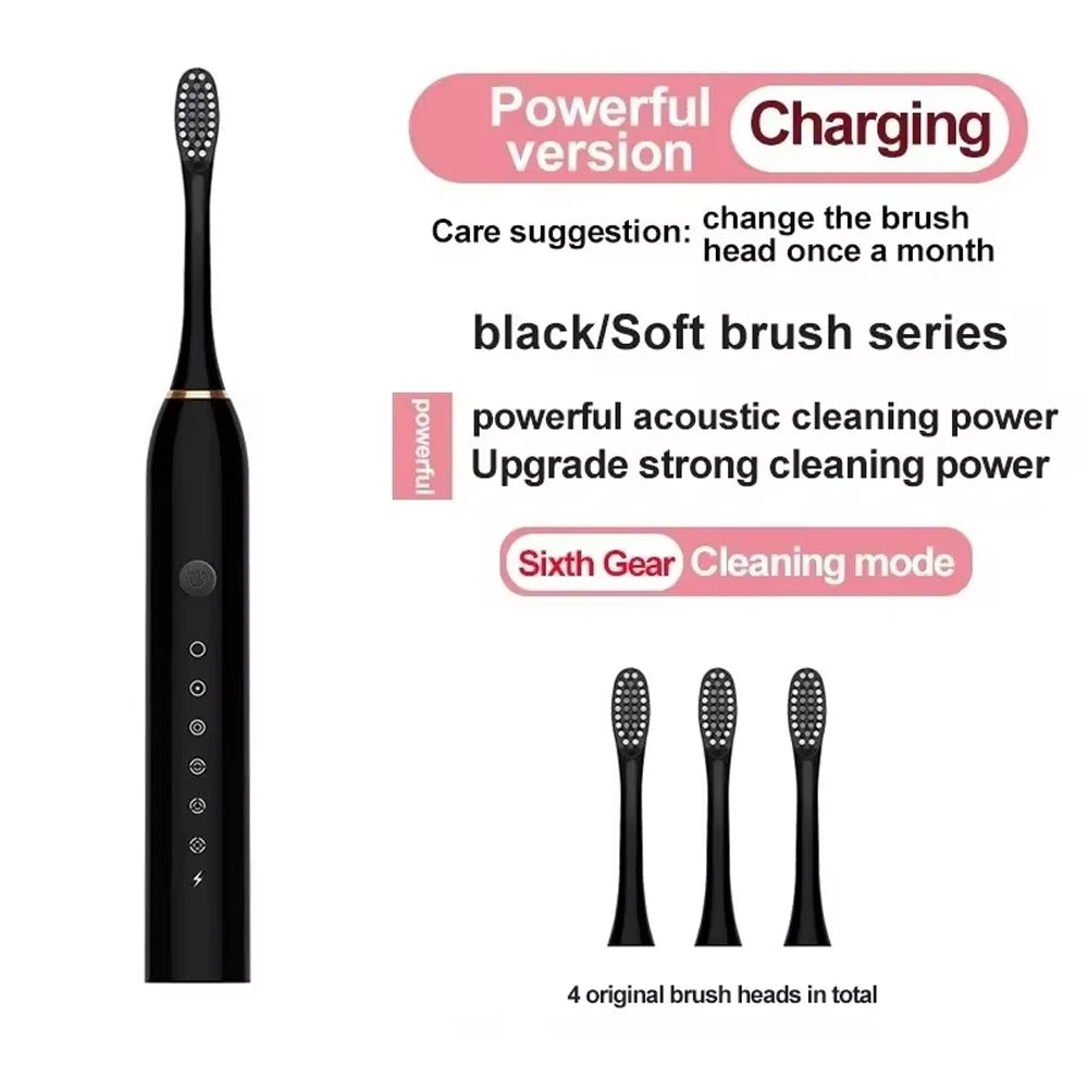 Ultrasonic ElectricToothbrush, Six Speed Mode, USB Charging Waterproof