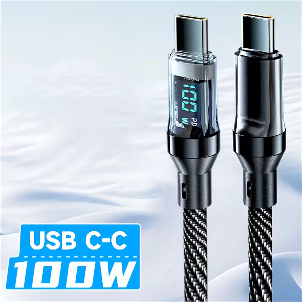 120W LED Display USB To Type-C Cable, Phone, Tablet, Super Fast Charging Cable