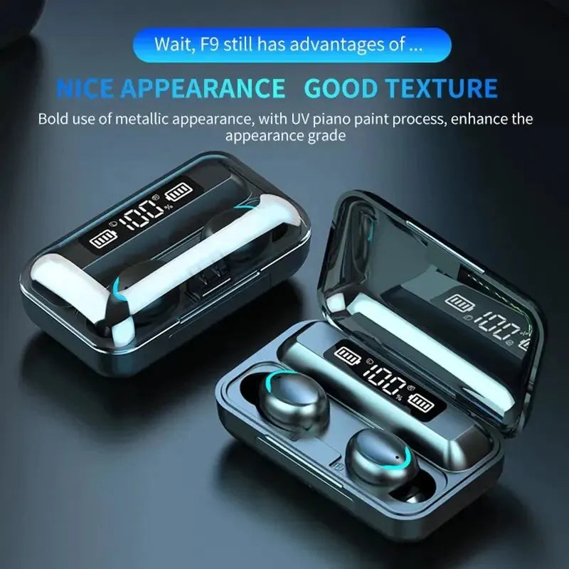 9 IOS Wireless Bluetooth Headphones Digital Display With Large Capacity Charging Case