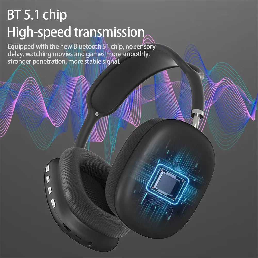 P9 Wireless Bluetooth Smart Headset, Wireless Bluetooth 5.3 Headphones with Mic Noise Cancelling Earphones