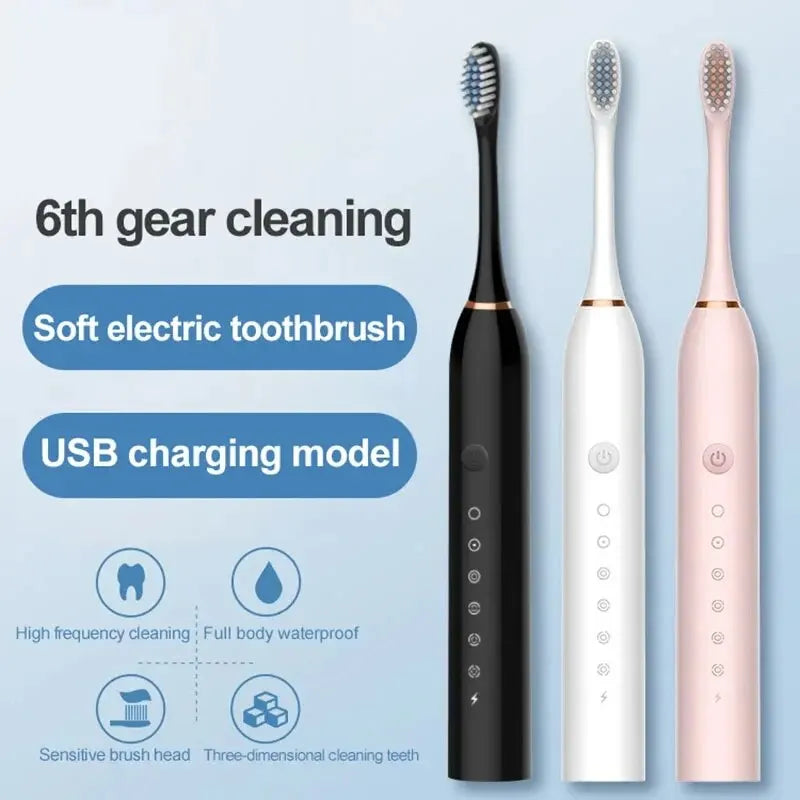 Ultrasonic ElectricToothbrush, Six Speed Mode, USB Charging Waterproof