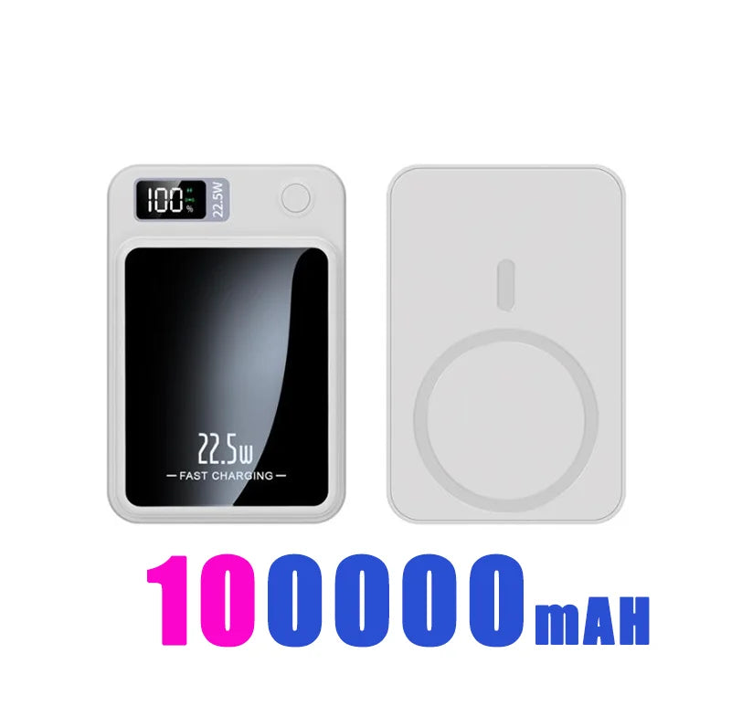 100,000mAH Power Bank Magnetic Wireless 22.5W, Ultra Capacity Super Fast Charger For Iphone15, Samsung, Motorola