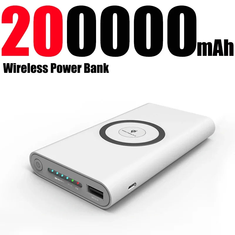 200,000mah Power Bank, Two-way Wireless Fast Charging, Portable Charger Type C, External Battery For Smart Phones